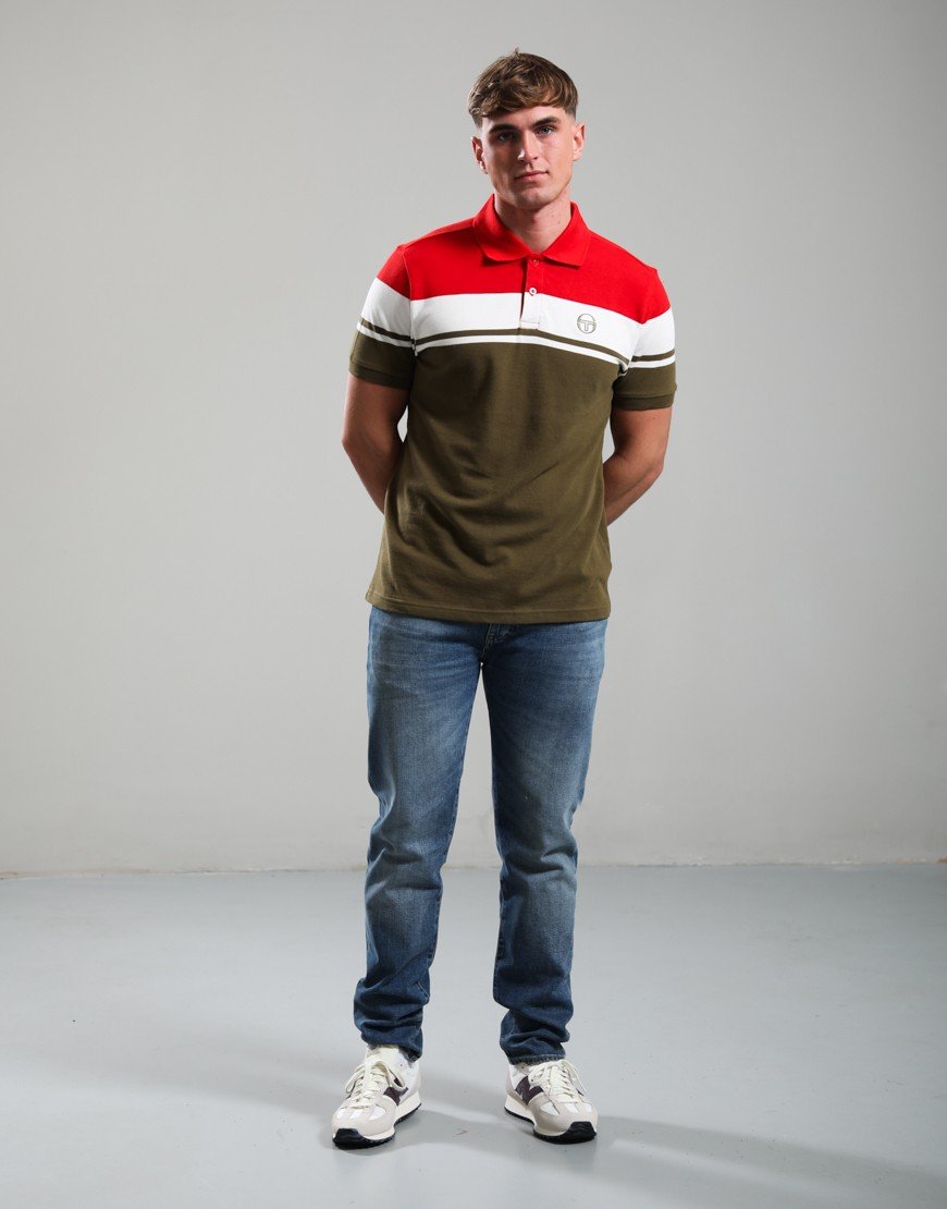 Sergio Tacchini Young Line Polo Shirt Adrenaline Rush/Gardenia/Dark Olive