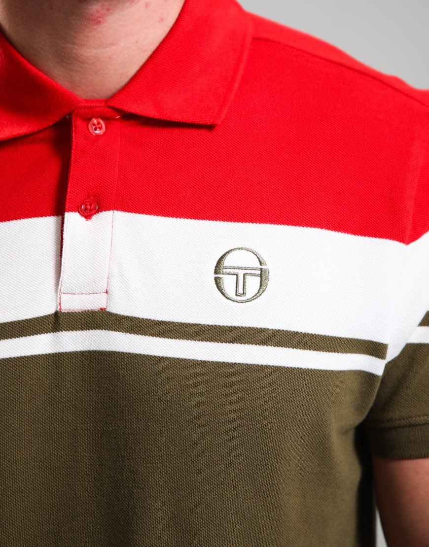 Sergio Tacchini Young Line Polo Shirt Adrenaline Rush/Gardenia/Dark Olive