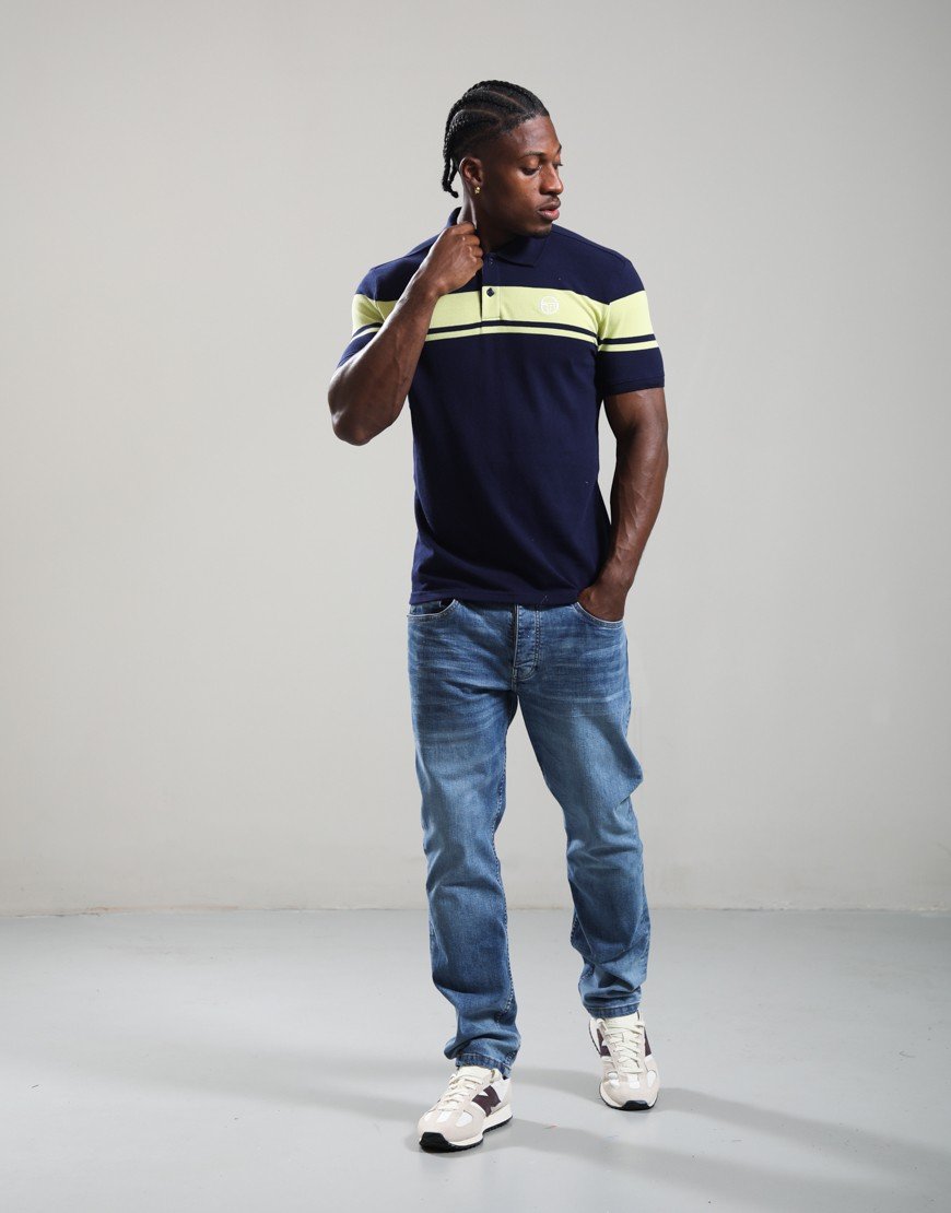 Sergio Tacchini Young Line Polo Shirt Maritime Blue/Celery Green