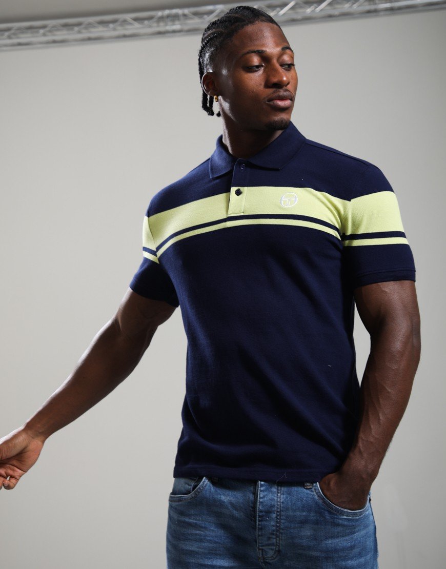 Sergio Tacchini Young Line Polo Shirt Maritime Blue/Celery Green