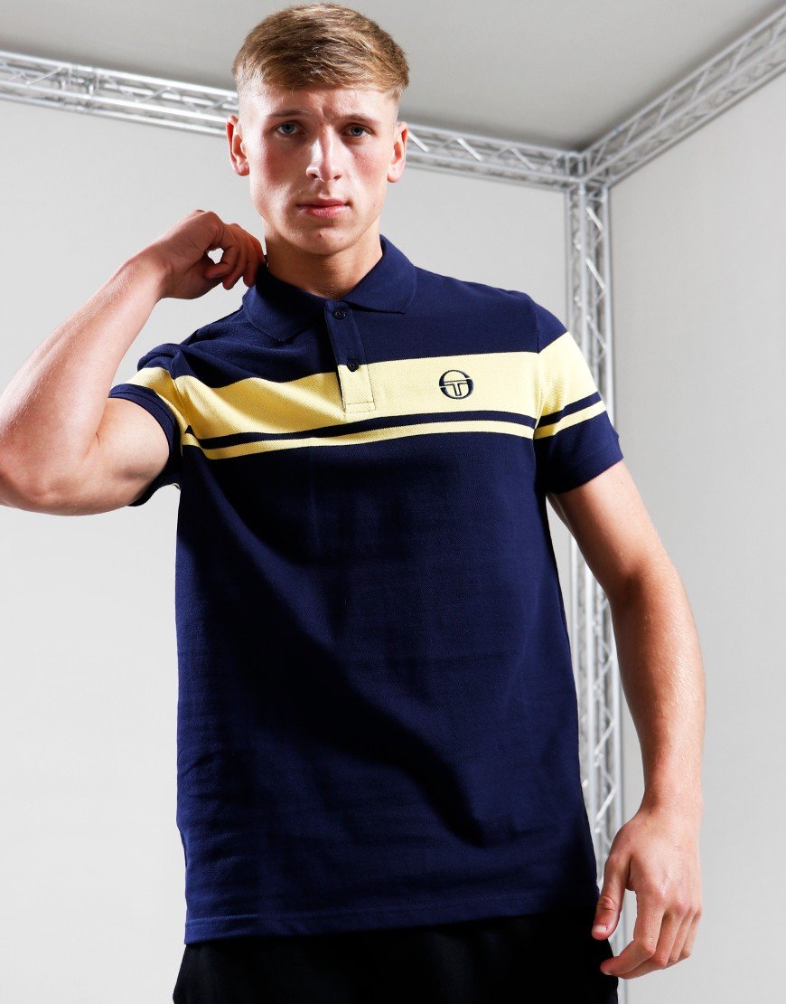 Sergio Tacchini Young Line Polo Shirt Maritime Blue/Lemon Drop