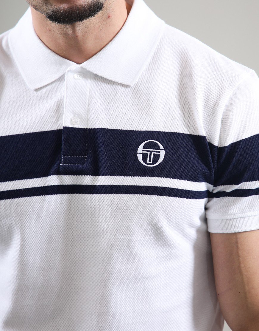 Sergio Tacchini Young Line Polo Shirt White/Maritime Blue