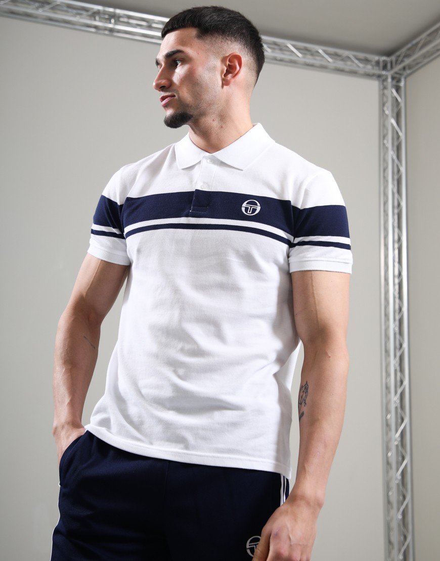 Sergio Tacchini Young Line Polo Shirt White/Maritime Blue