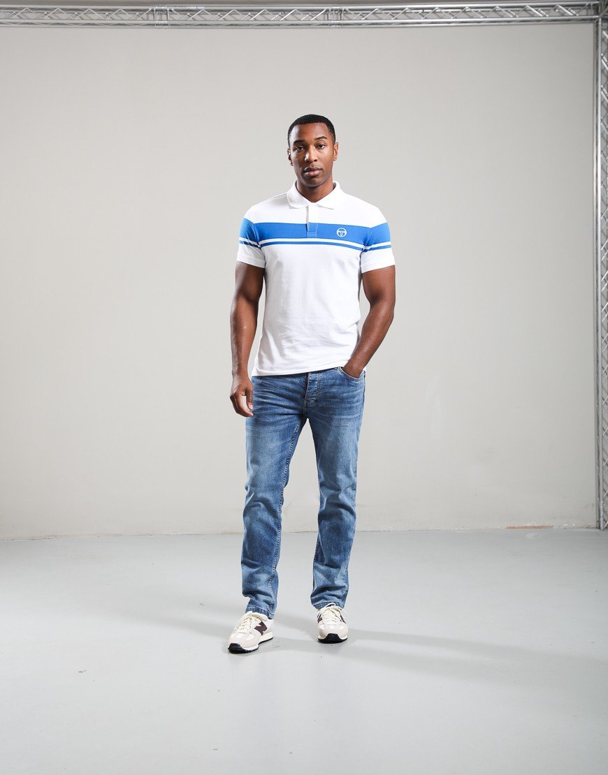 Sergio Tacchini Young Line Polo Shirt White/Princess Blue