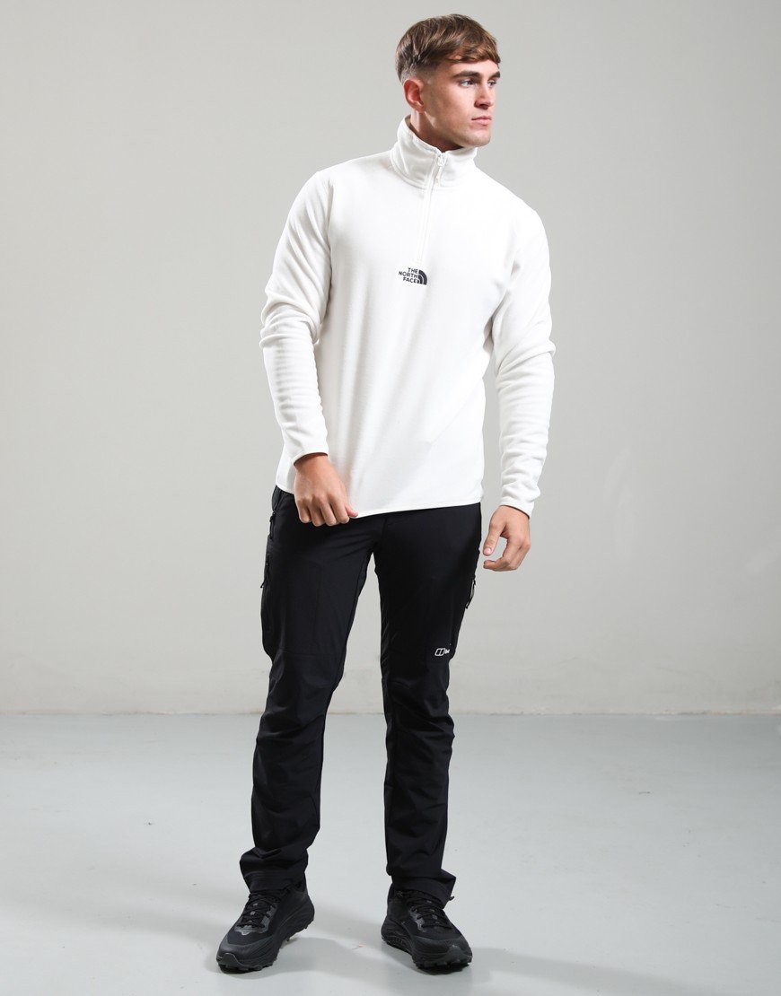 The North Face Glacier 1/4 Zip Embroidered Logo Fleece White Dune