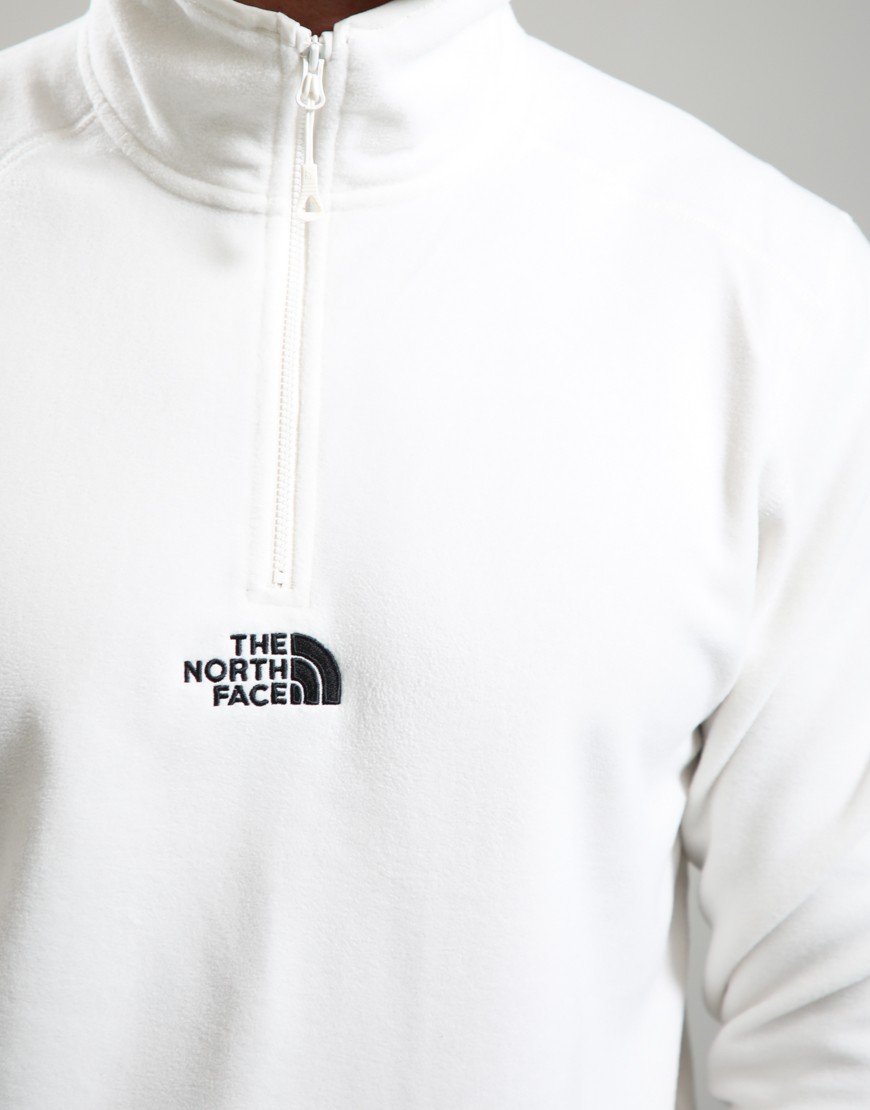The North Face Glacier 1/4 Zip Embroidered Logo Fleece White Dune