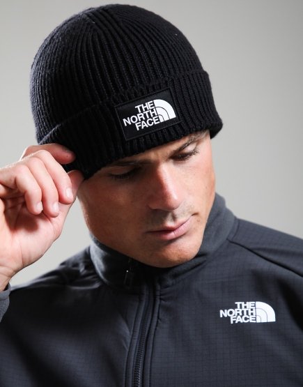 The North Face Logo Box Cuffed Beanie Black