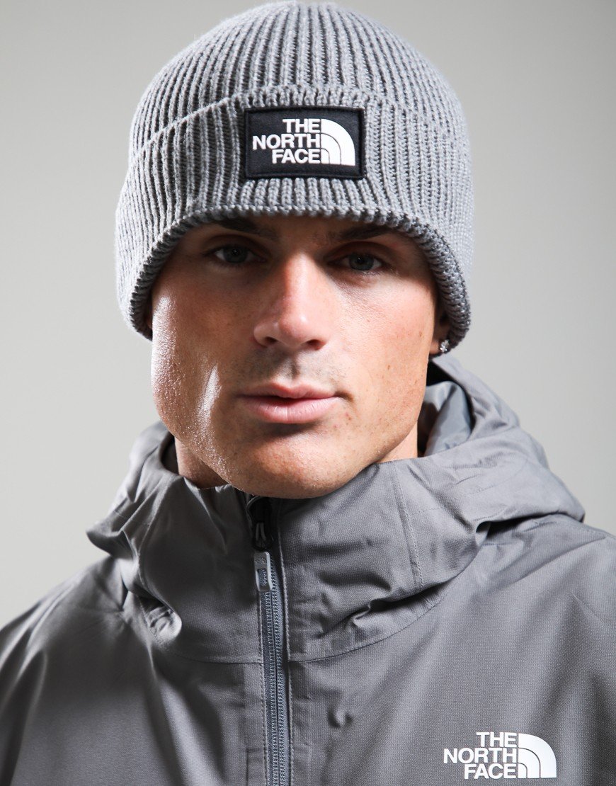 The North Face Logo Box Cuffed Beanie Medium Grey Heather