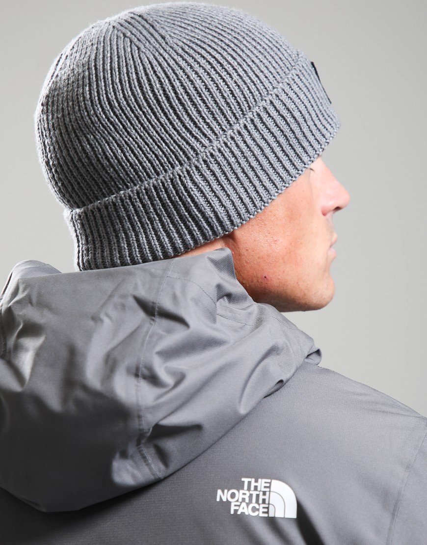 The North Face Logo Box Cuffed Beanie Medium Grey Heather