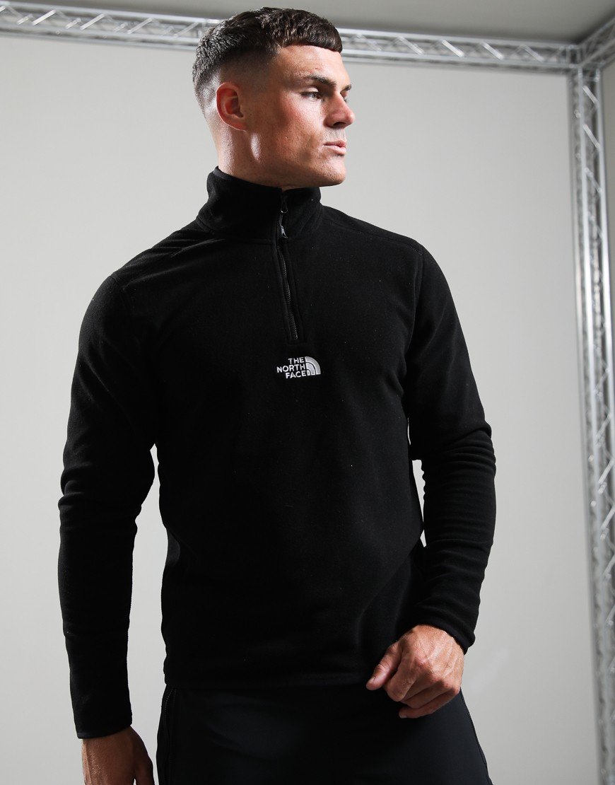 The North Face Glacier 1/4 Zip Embroidered Logo Fleece Black