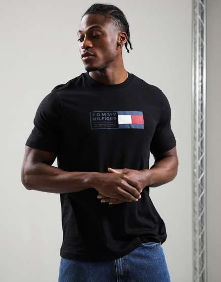Tommy Hilfiger Brand Love Text Box T-Shirt Black