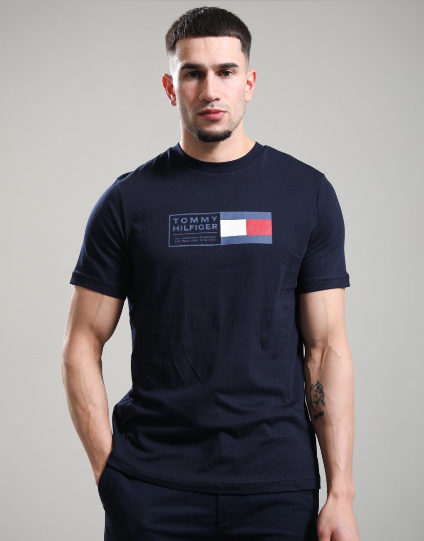 Tommy Hilfiger Brand Love Text Box T-Shirt Desert Sky
