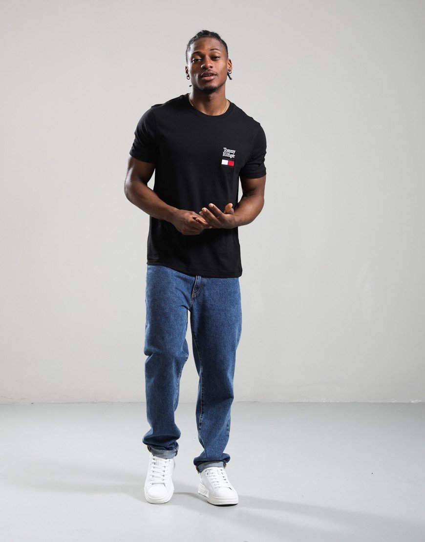 Tommy Hilfiger Brand Love Text Stack T-Shirt Black