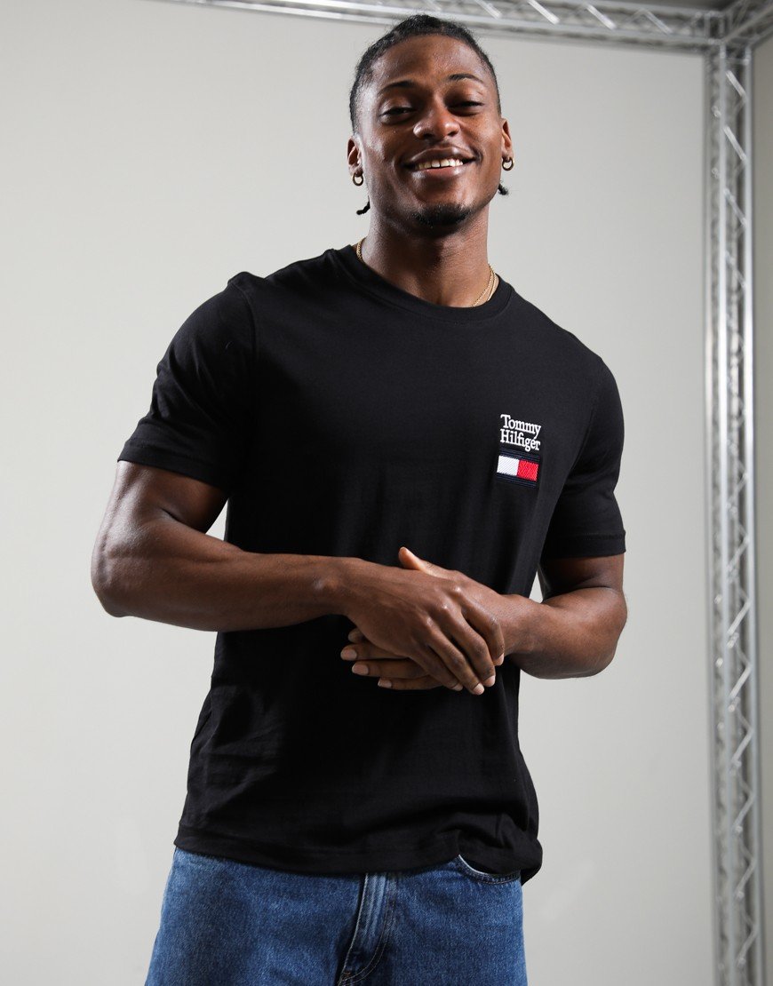Tommy Hilfiger Brand Love Text Stack T-Shirt Black
