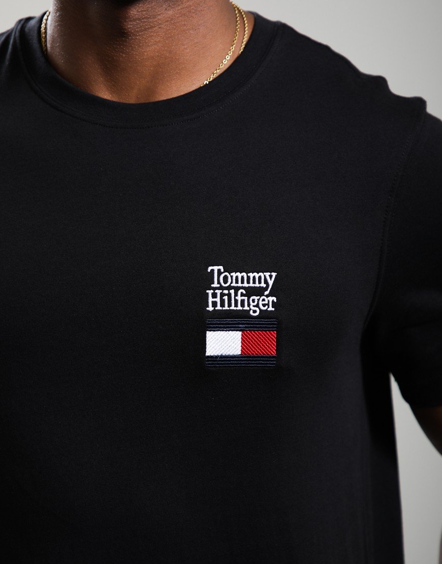 Tommy Hilfiger Brand Love Text Stack T-Shirt Black
