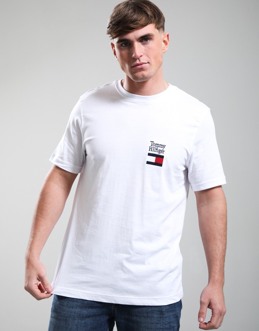 Tommy Hilfiger Brand Love Text Stack T-Shirt White