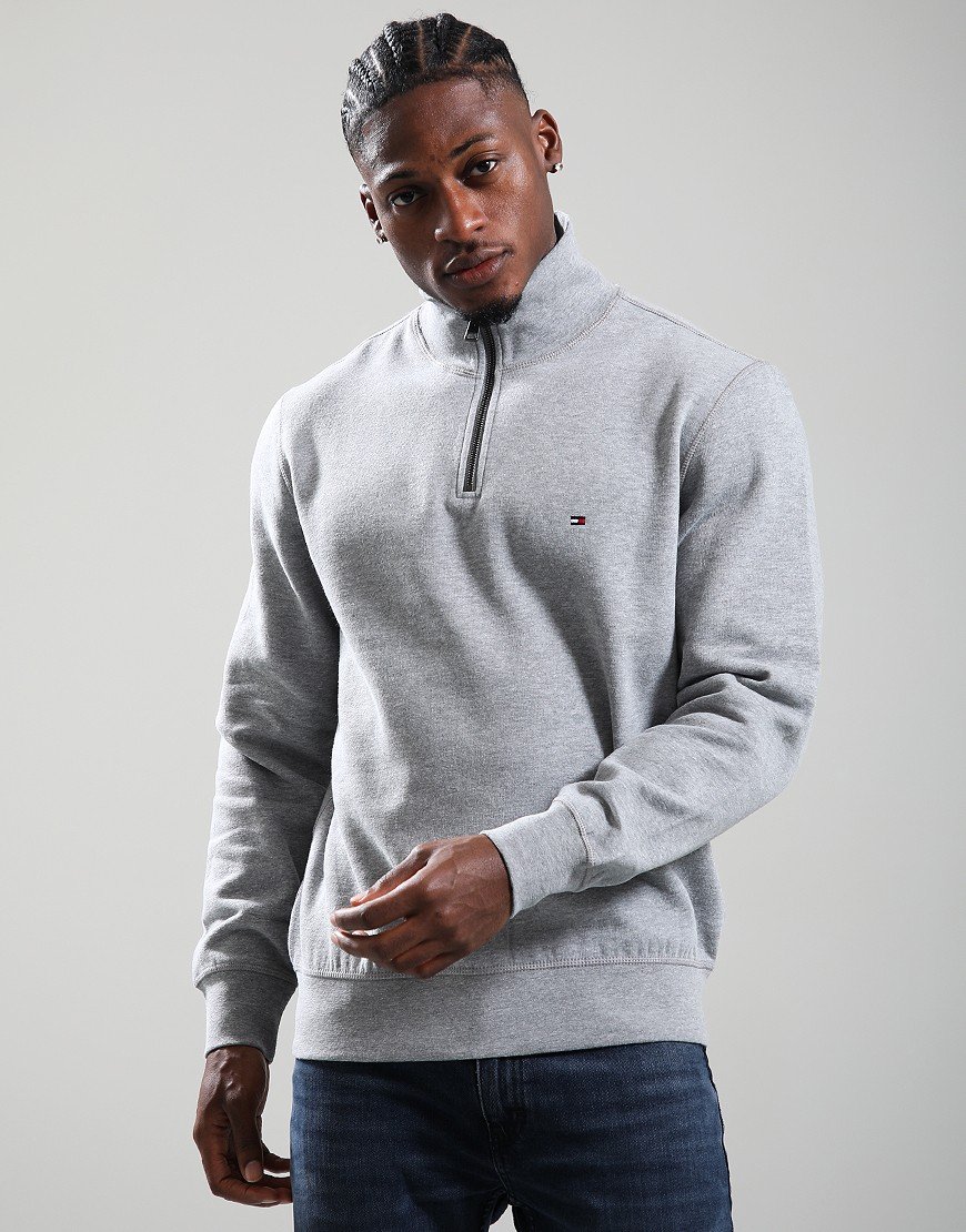 Tommy Hilfiger Essential Fleece Quarter Zip Sweat Medium Grey Heather