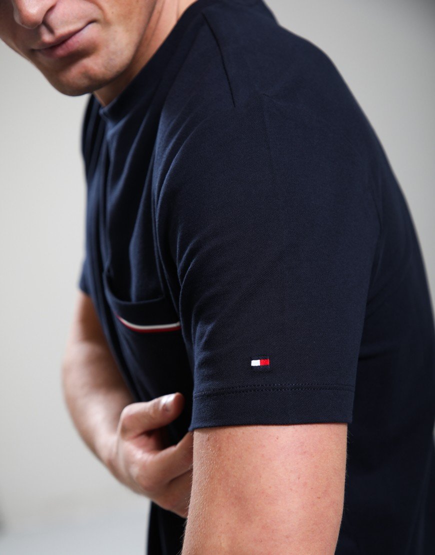 Tommy Hilfiger Global Stripe Pique Pocket T-Shirt Black