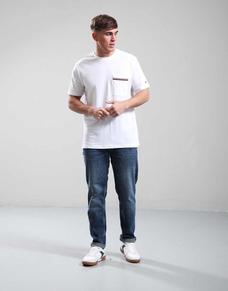 Tommy Hilfiger Global Stripe Pique Pocket T-Shirt White