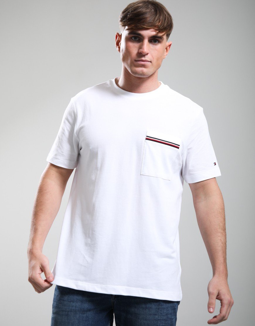 Tommy Hilfiger Global Stripe Pique Pocket T-Shirt White