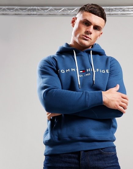 Tommy Hilfiger Logo Hoodie Aegean