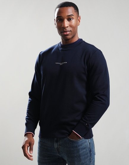 Tommy Hilfiger Logo Tipped Crew Sweat Sky Tommy Hilfiger Logo Tipped Crew Sweat Sky
