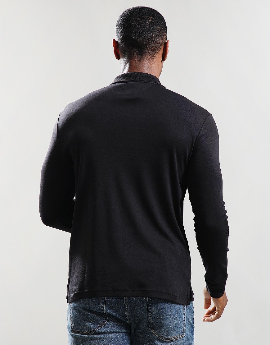 Tommy Hilfiger Zip Interlock Long Sleeve Polo Shirt Black Tommy Hilfiger Zip Interlock Long Sleeve Polo Shirt Black
