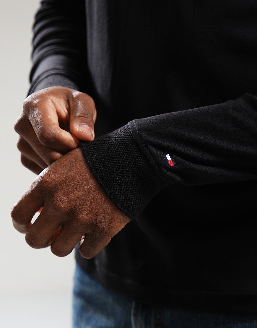Tommy Hilfiger Zip Interlock Long Sleeve Polo Shirt Black Tommy Hilfiger Zip Interlock Long Sleeve Polo Shirt Black