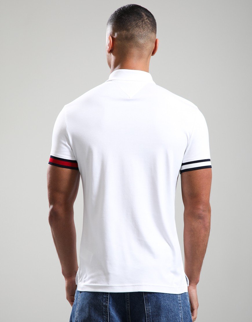 Tommy Hilfiger RWB Cuff Liquid Cotton Polo Shirt White