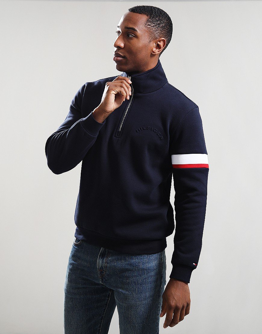 Tommy Hilfiger RWB Insert Quarter Zip Sweat Sky
