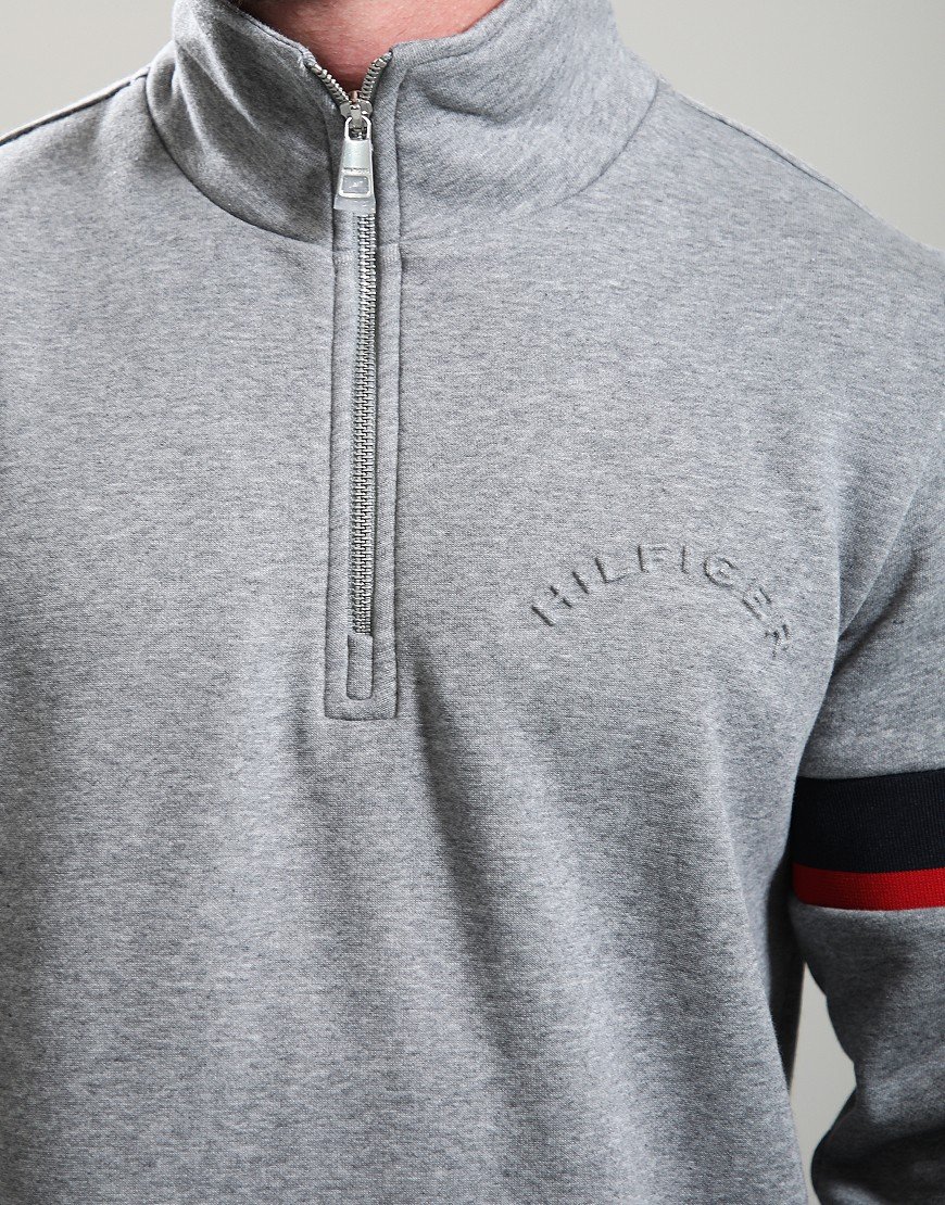 Tommy Hilfiger RWB Insert Quarter Zip Sweat Medium Grey Heather