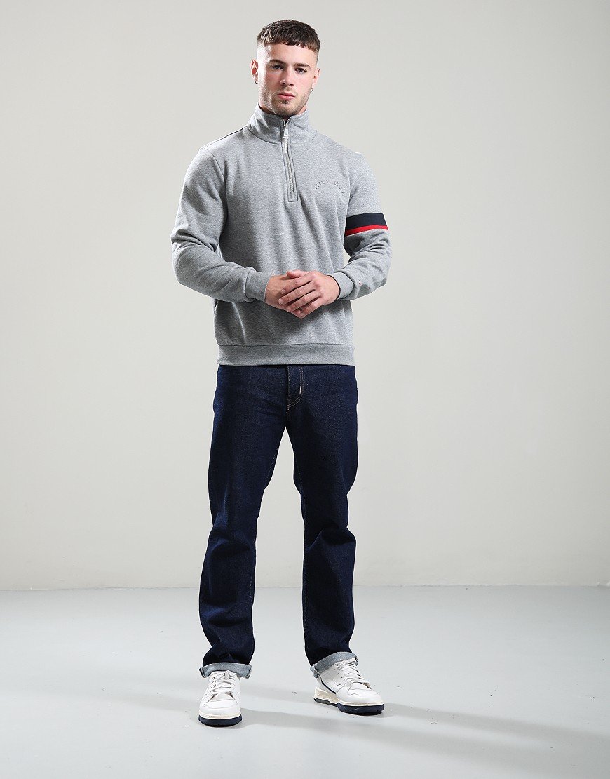 Tommy Hilfiger RWB Insert Quarter Zip Sweat Medium Grey Heather