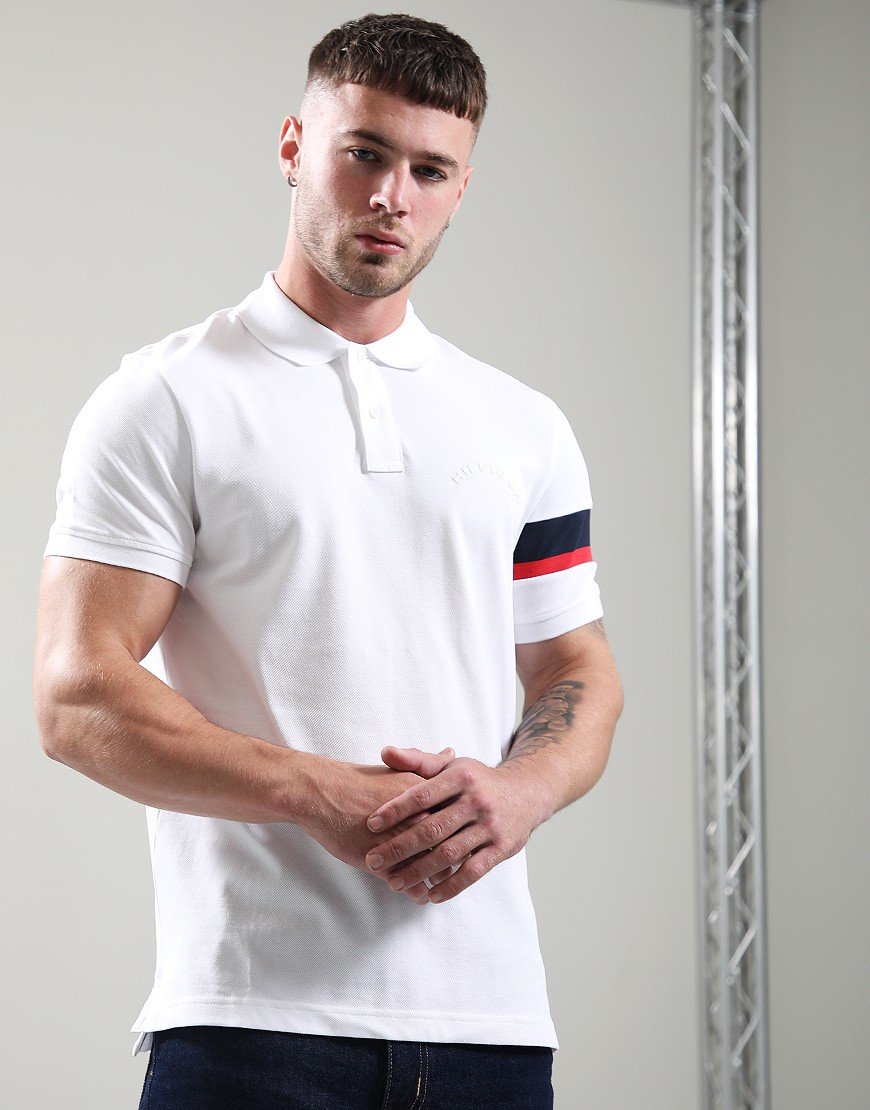 Tommy Hilfiger RWB Sleeve Tape Polo Shirt White