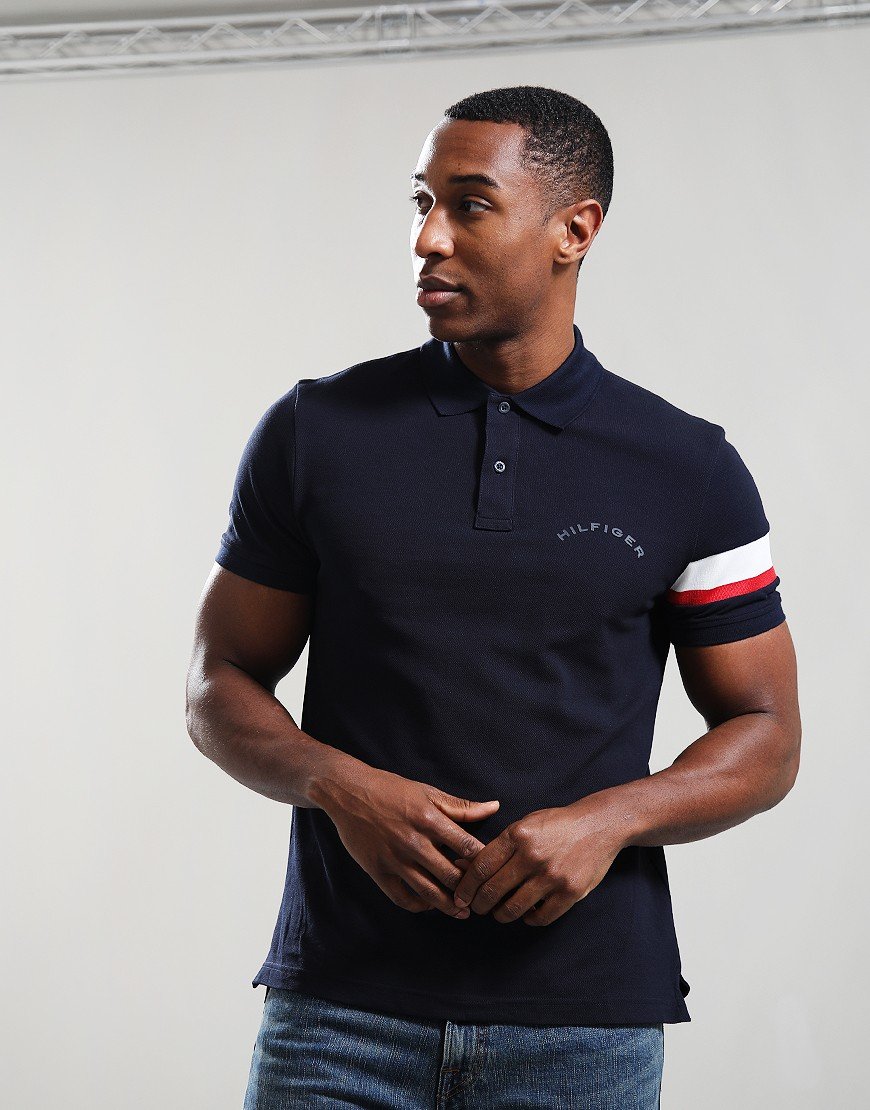 Tommy Hilfiger RWB Sleeve Tape Polo Shirt Sky