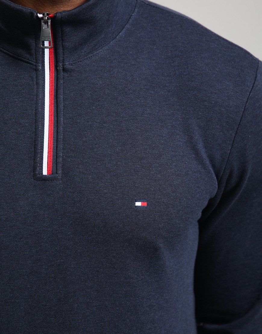 Tommy Hilfiger RWB Tipping 1/4 Zip Sweat Navy Blue Heather