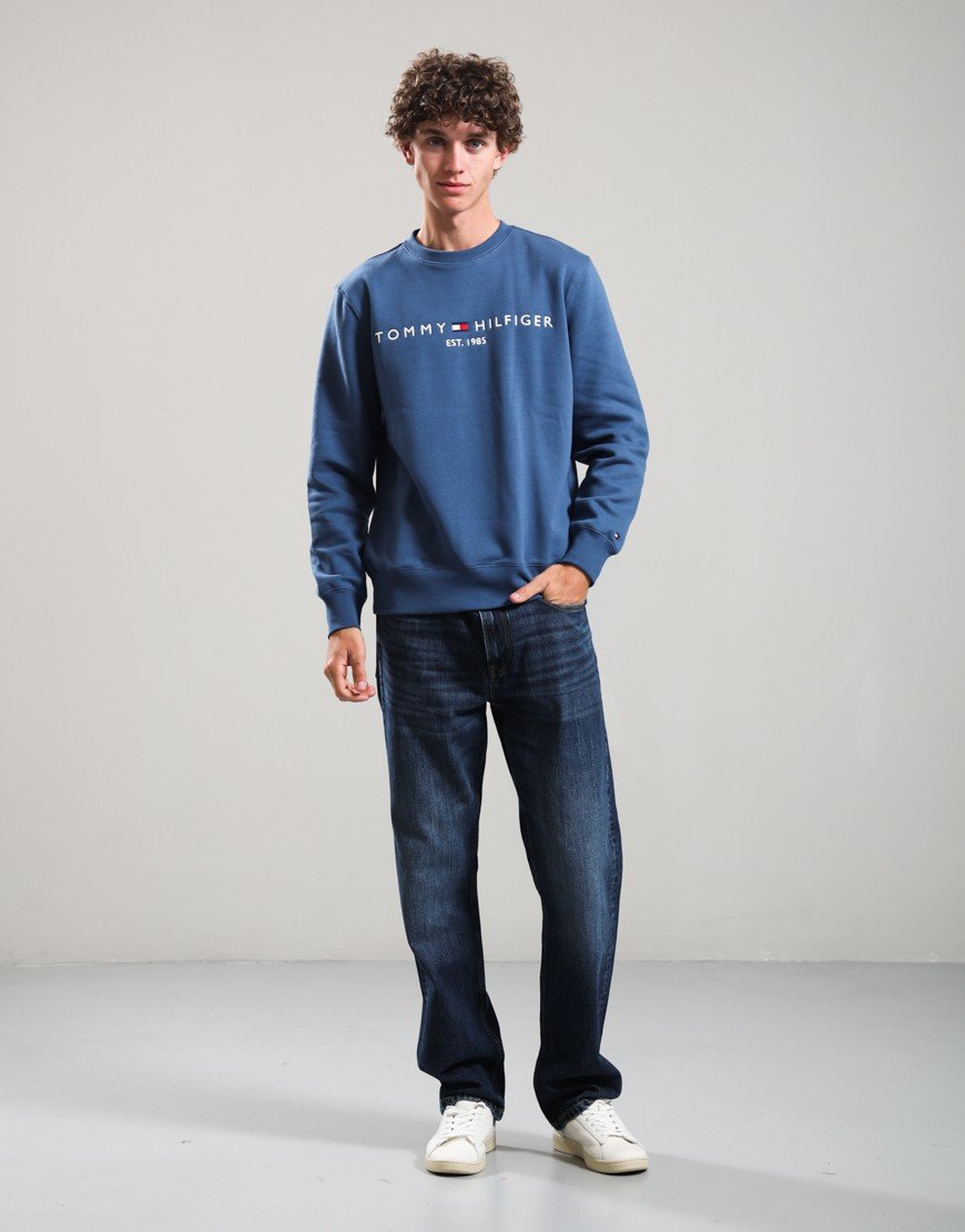 Tommy Hilfiger Logo Crew Sweat Aegean Sea