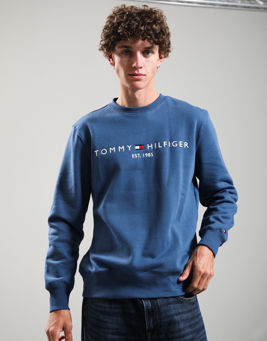 Tommy Hilfiger Logo Crew Sweat Aegean Sea