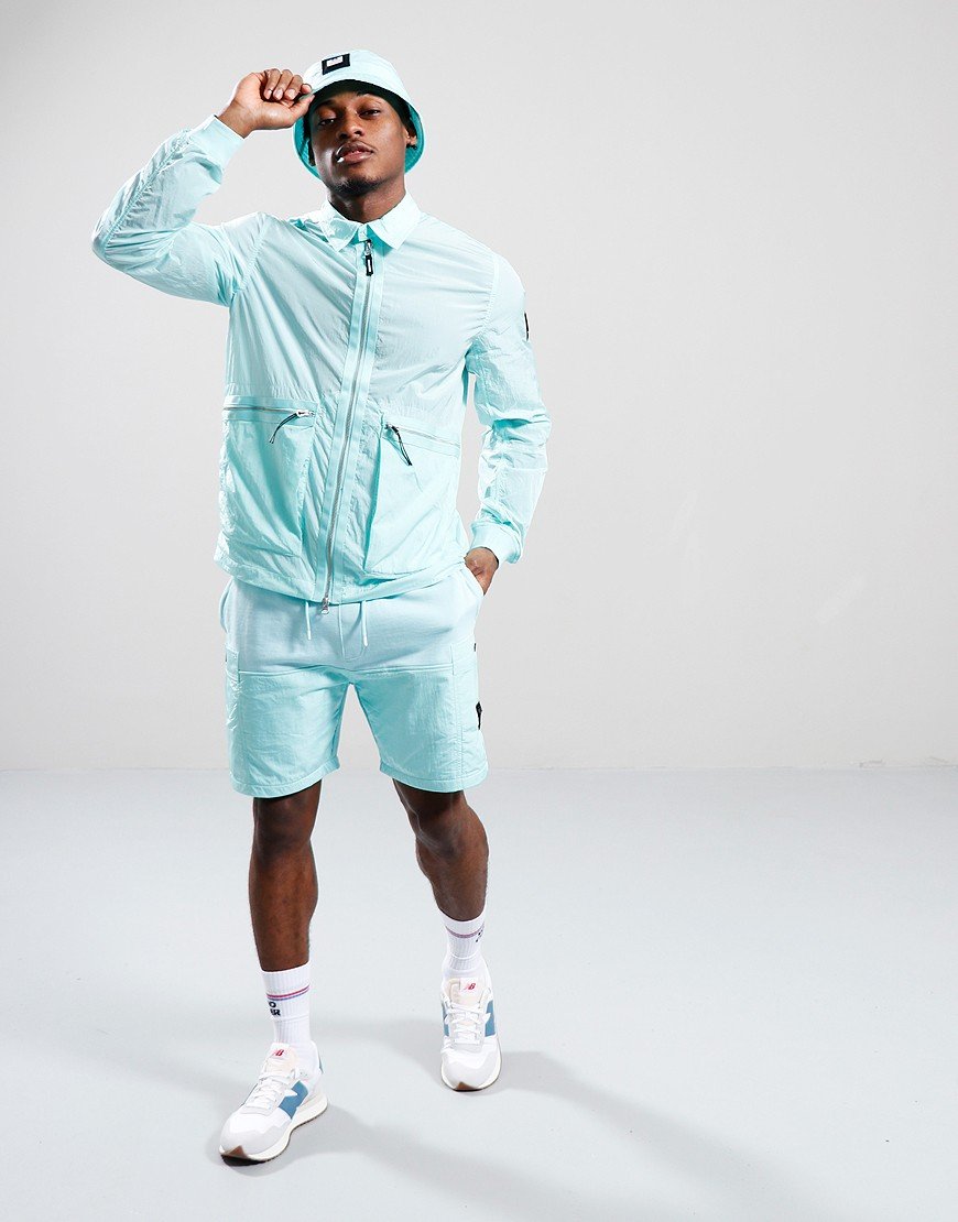 Weekend Offender Azeez Parachute Pocket Shorts Celeste