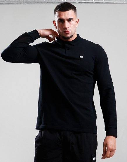 Weekend Offender Barnum Long Sleeve Polo Shirt Black