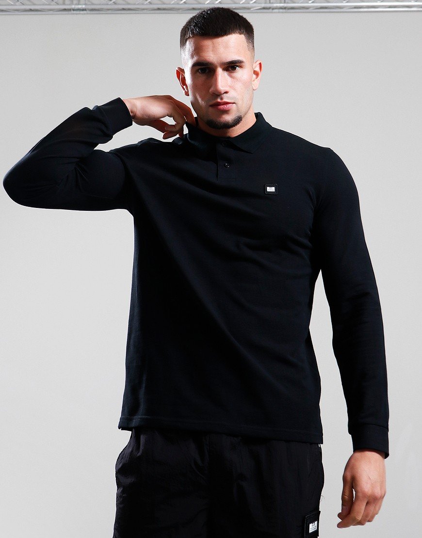 Weekend Offender Barnum Long Sleeve Polo Shirt Black