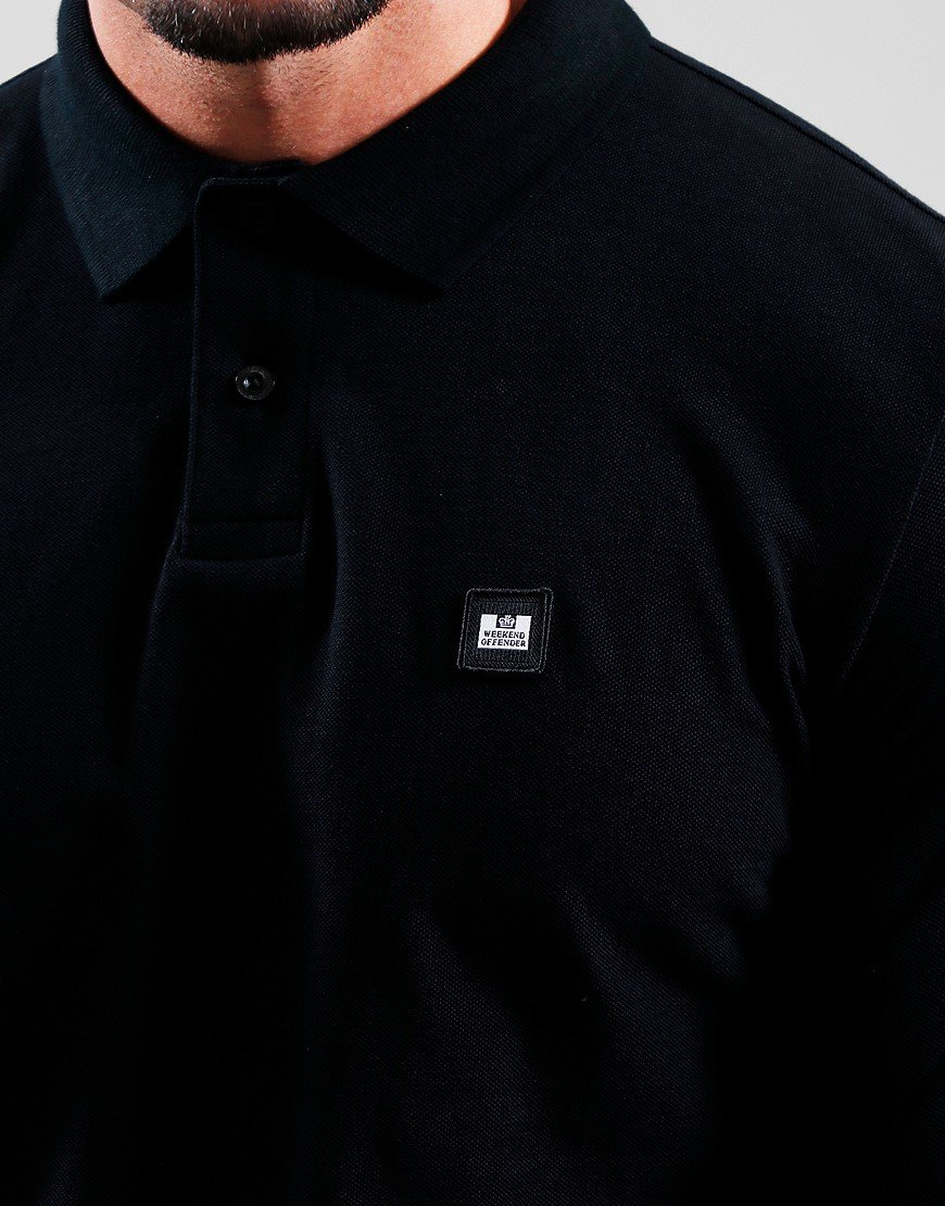 Weekend Offender Barnum Long Sleeve Polo Shirt Black