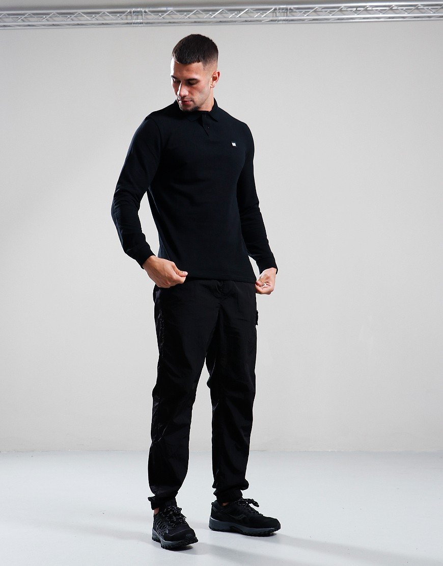 Weekend Offender Barnum Long Sleeve Polo Shirt Black