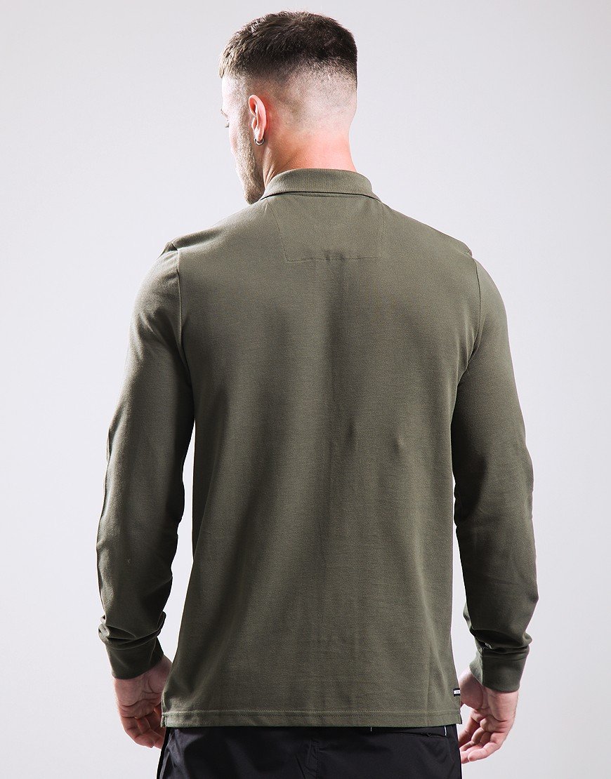 Weekend Offender Barnum Long Sleeve Polo Shirt Dark Green