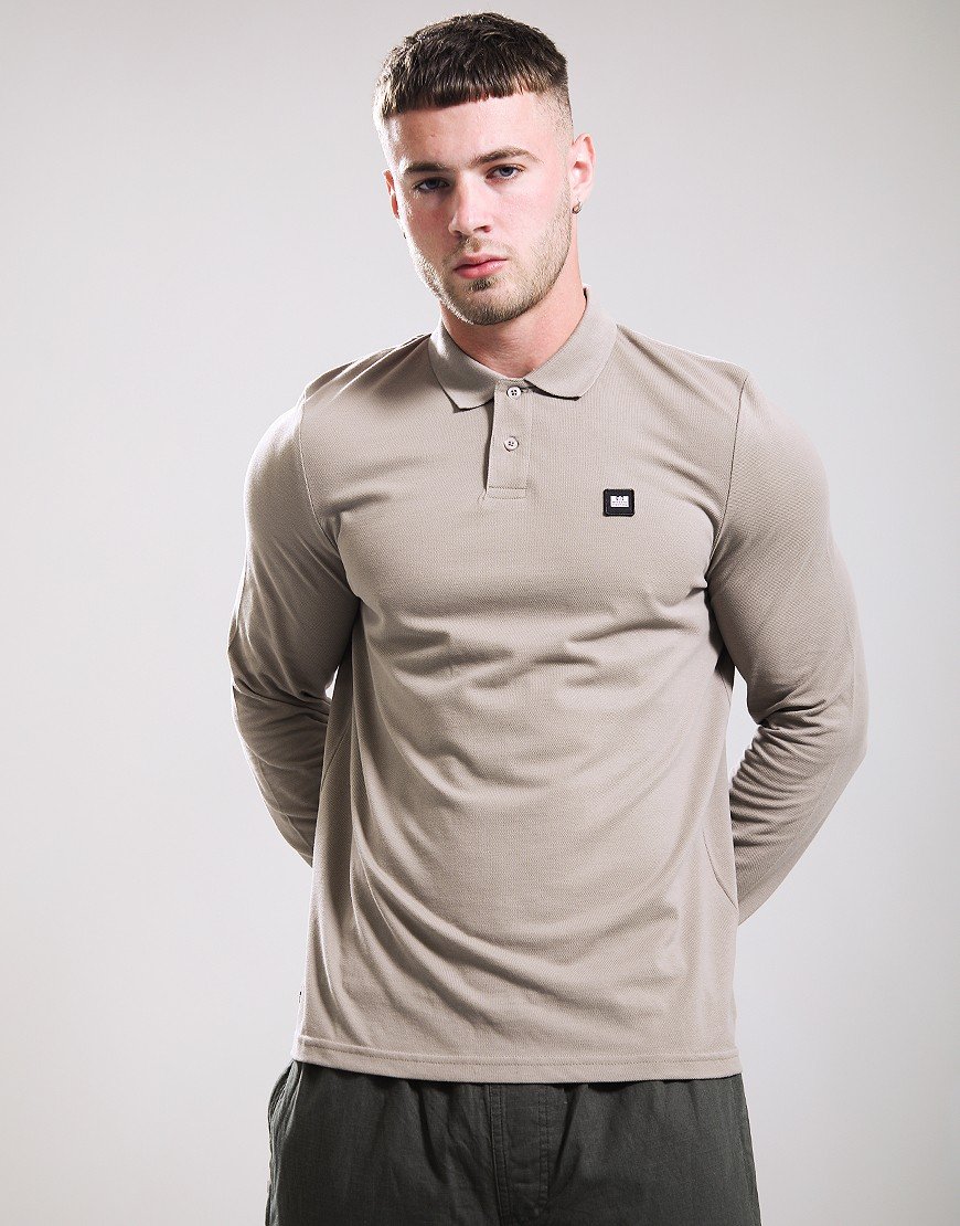 Weekend Offender Barnum Long Sleeve Polo Shirt Dark Stone