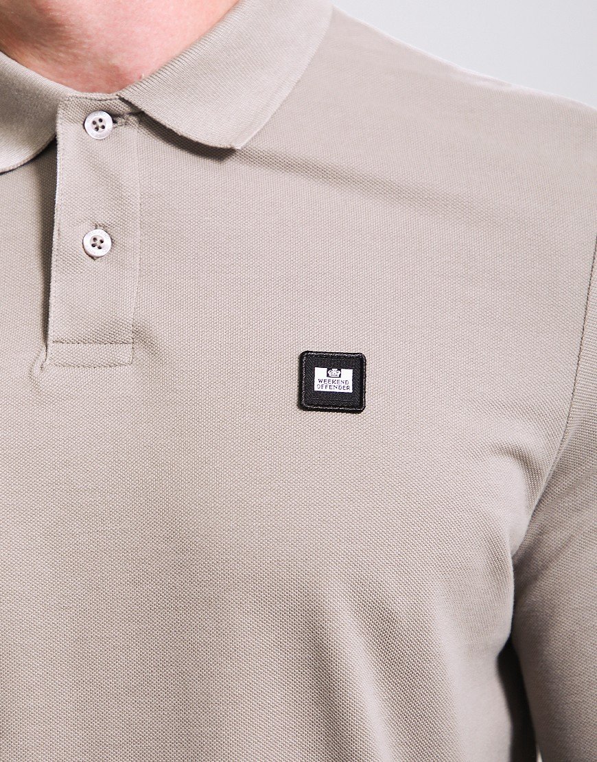 Weekend Offender Barnum Long Sleeve Polo Shirt Dark Stone
