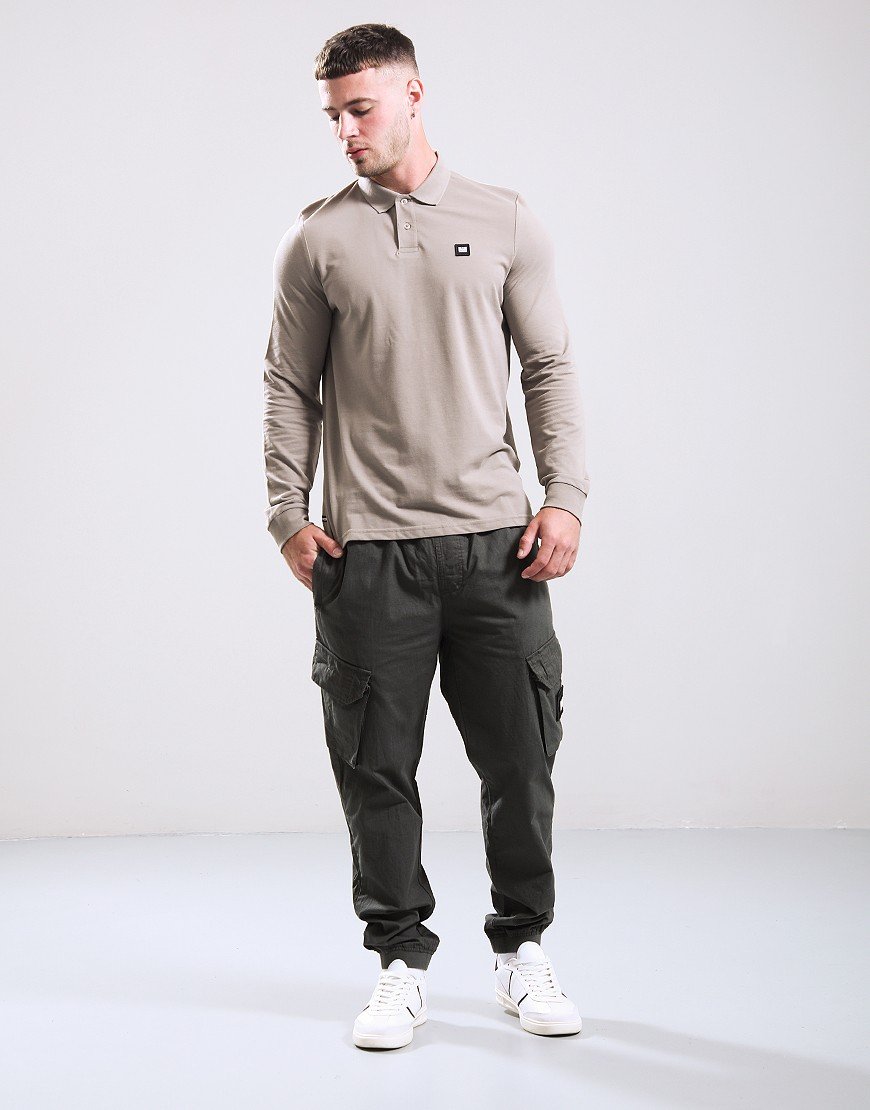 Weekend Offender Barnum Long Sleeve Polo Shirt Dark Stone