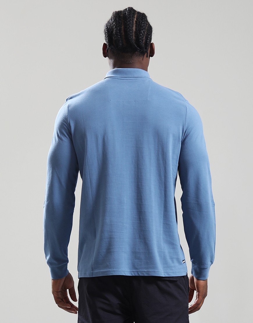 Weekend Offender Barnum Long Sleeve Polo Shirt Thunder Blue