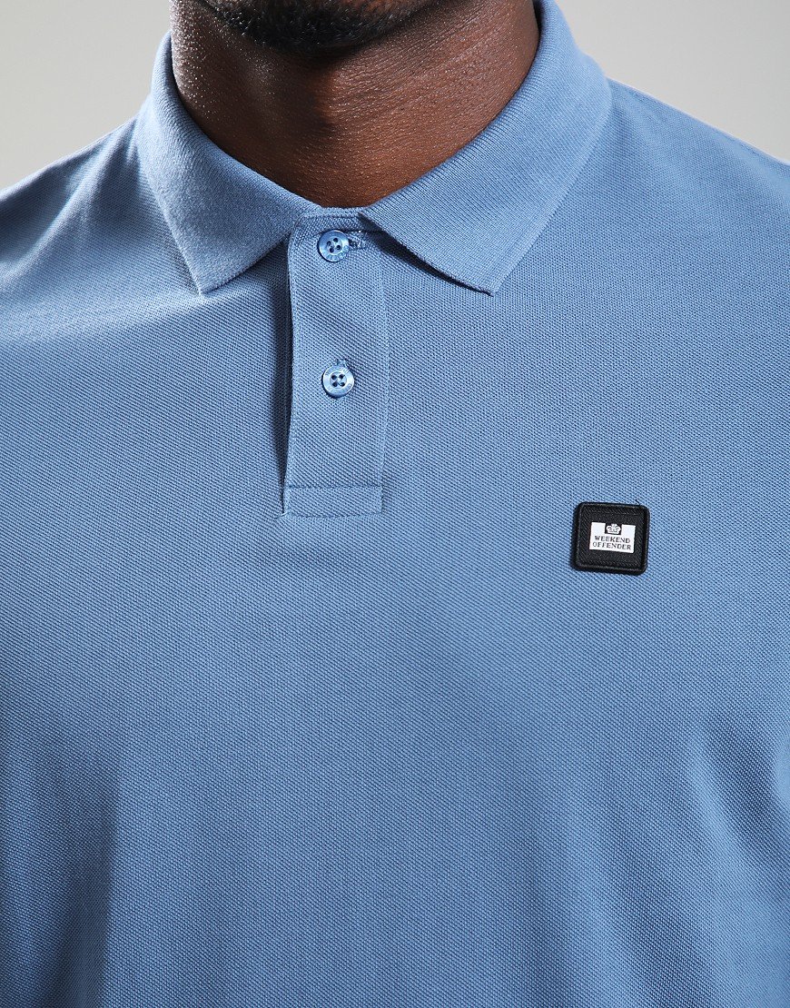 Weekend Offender Barnum Long Sleeve Polo Shirt Thunder Blue
