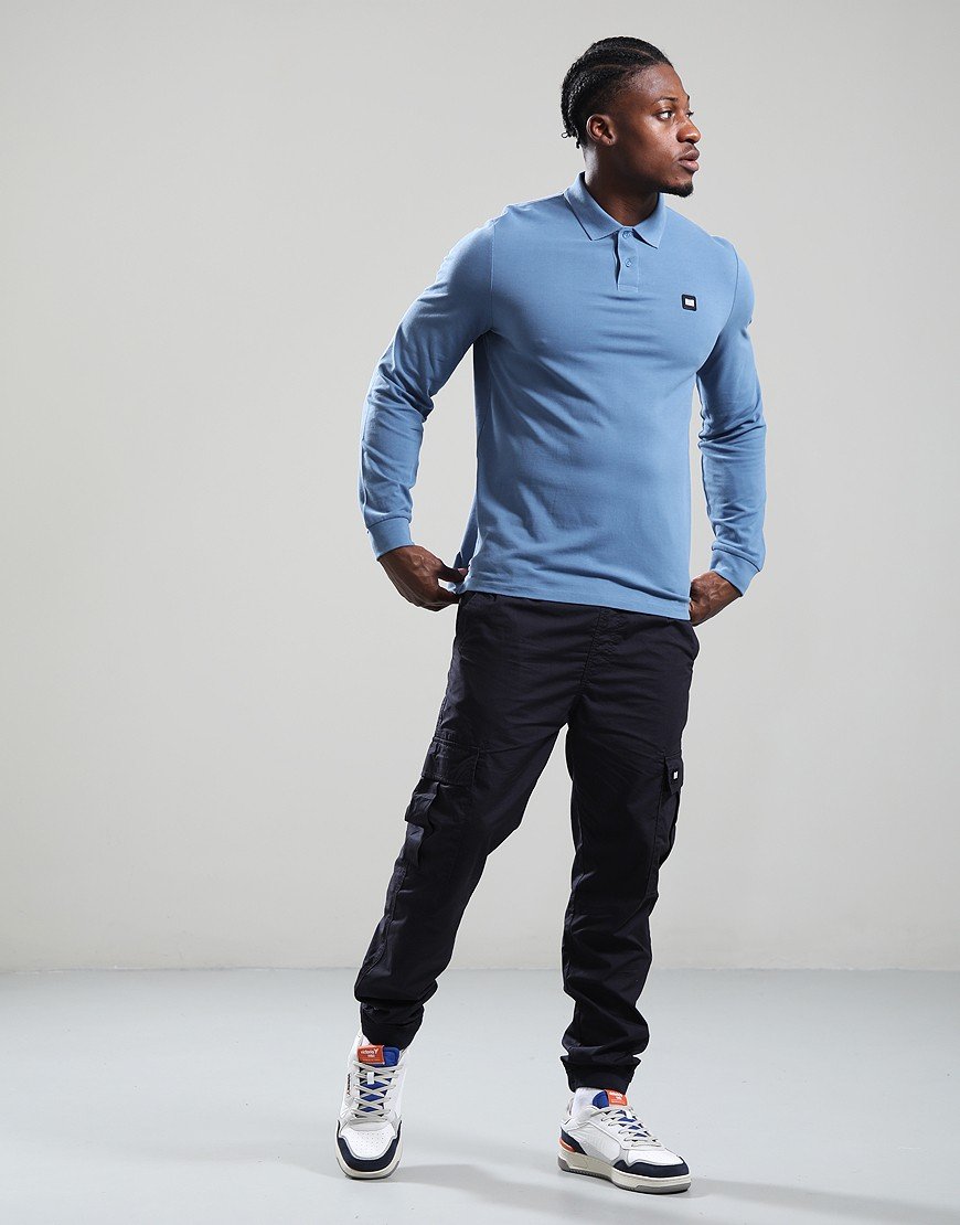 Weekend Offender Barnum Long Sleeve Polo Shirt Thunder Blue