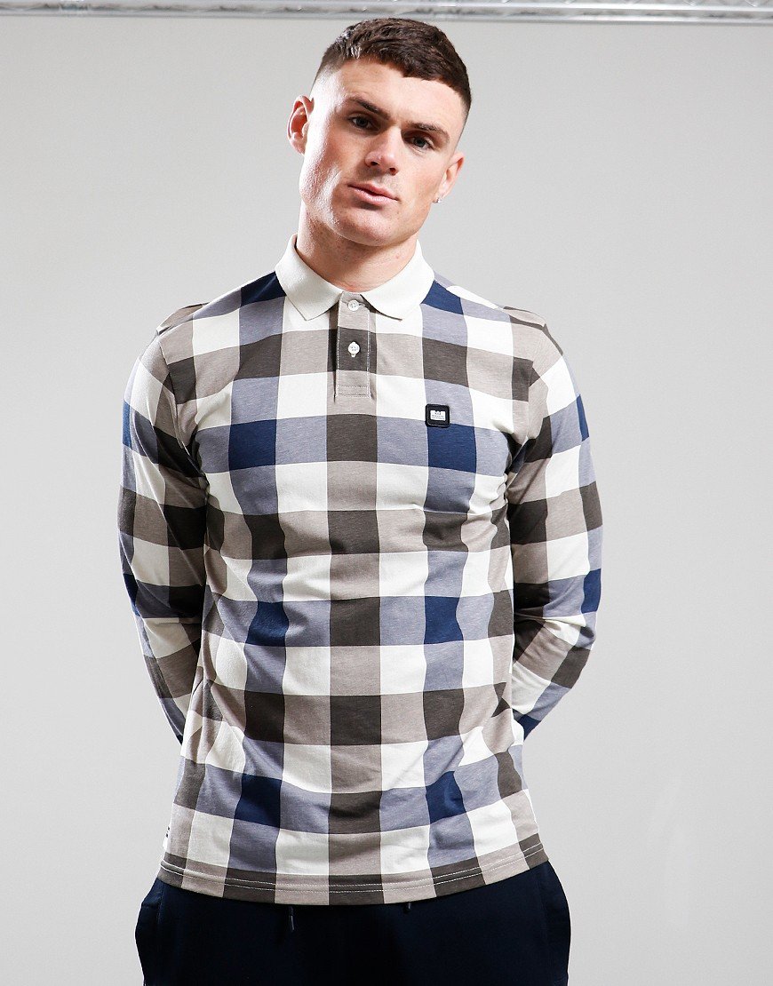 Weekend Offender Camerero Long Sleeve Polo Shirt Large Check